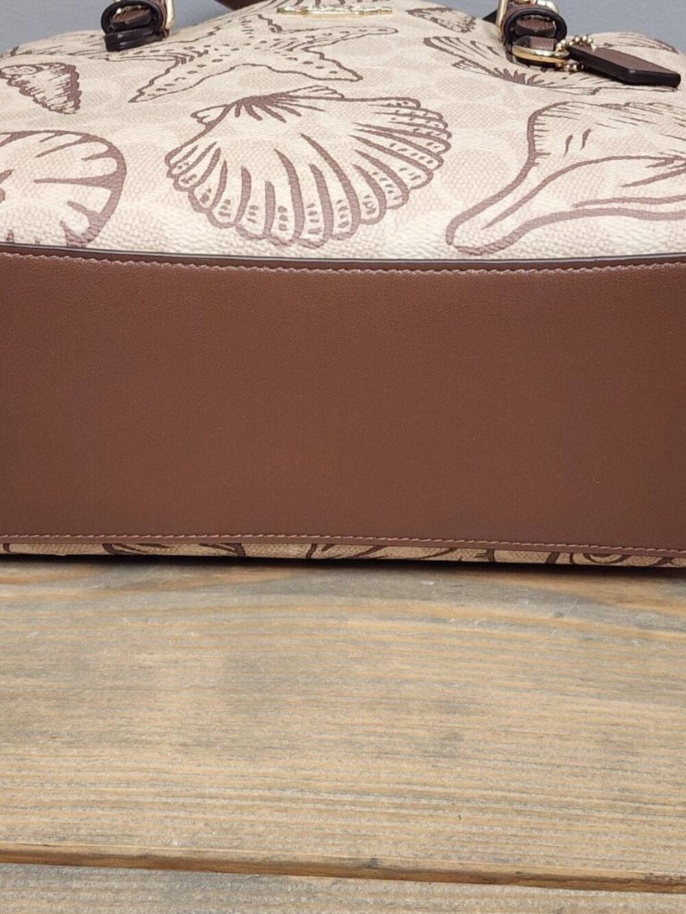 NWT Coach Mollie Tote Bag 25 In Signature Canvas With Shell Print CBH63 - Picture 7 of 12